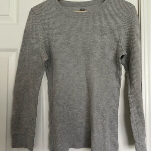 Gray Waffle Knit Long Sleeve Top